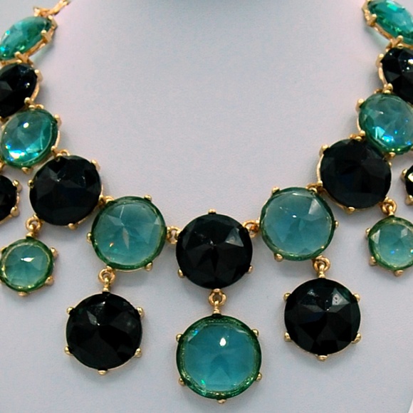 Chico's Black and Teal Crystals Gold Necklace NWT - Picture 4 of 5